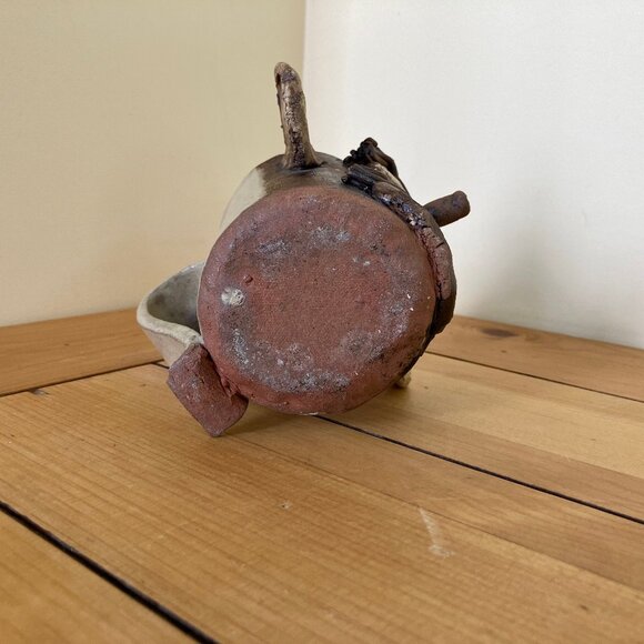 Ugly Face Buck Tooth Stoneware Mug Ceramic Pottery Cup with Handle 4" tall - Picture 7 of 8